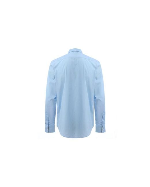 Burberry Blue Cotton Classic Long Sleeves Shirt for men