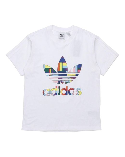 Adidas White Originals Flag Lag Fill Tee Sports Short Sleeve for men