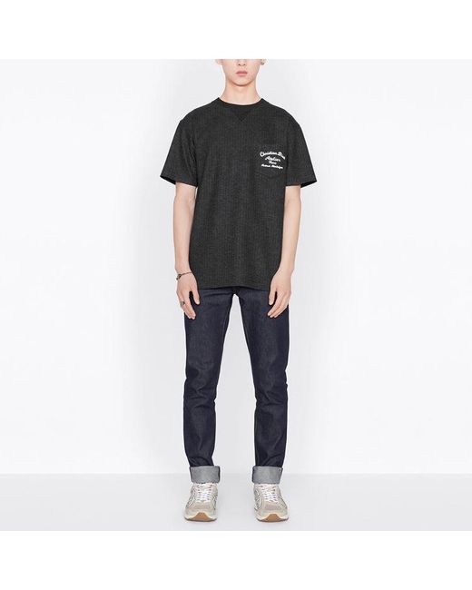 Dior Black Ss22 Alphabet Printing Round Neck Short Sleeve T-Shirt for men