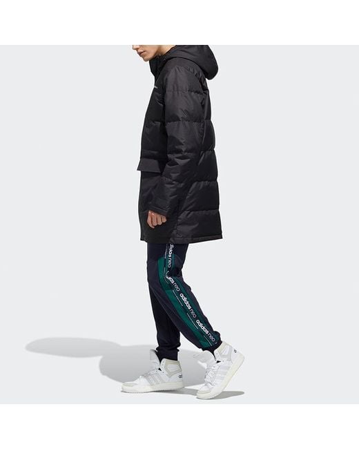 Adidas Black Neo M Wint Dwn Prka Windproof Stay Warm Mid-Length Sports Hooded Down Jacket for men
