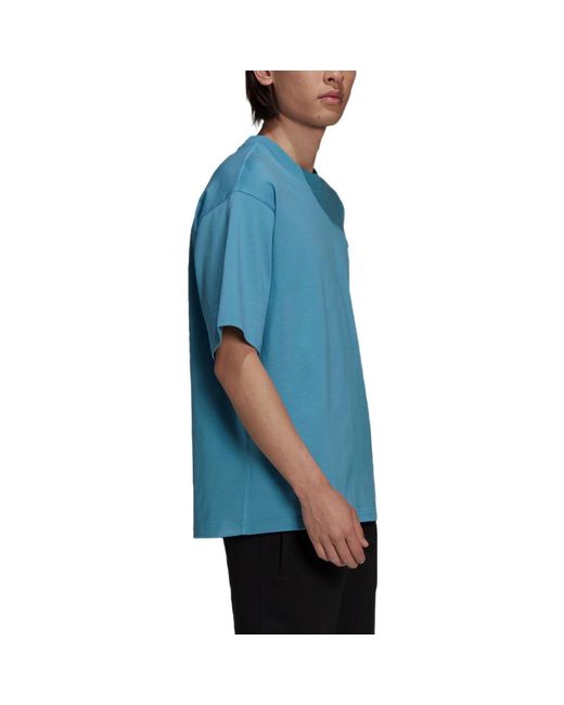 Adidas Blue Originals Solid Color Athleisure Casual Sports Round Neck Short Sleeve Couple Style Light for men