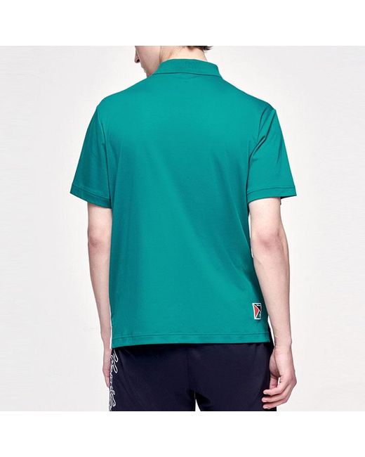 Fila Green Contrasting Colors Alphabet Printing Tennis Short Sleeve Polo Shirt for men