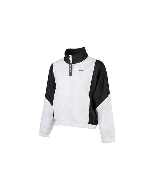 Nike Black Sportswear Full-length Zipper Cardigan Splicing Contrasting Colors Woven Jacket