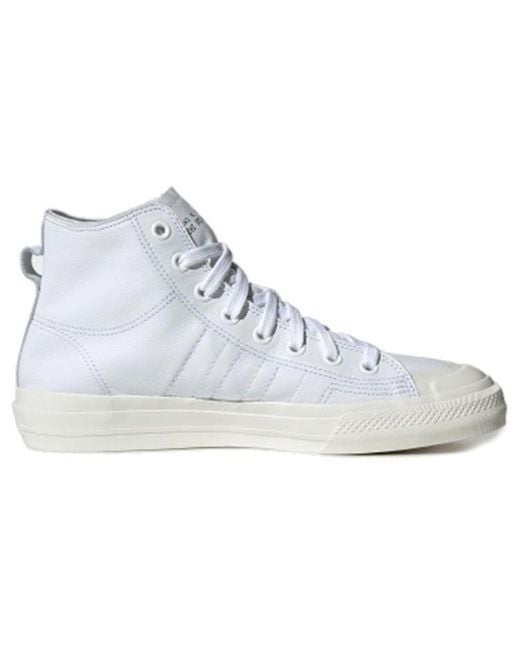 Adidas White Nizza Rf Hi Recon Leather 'Triple' for men