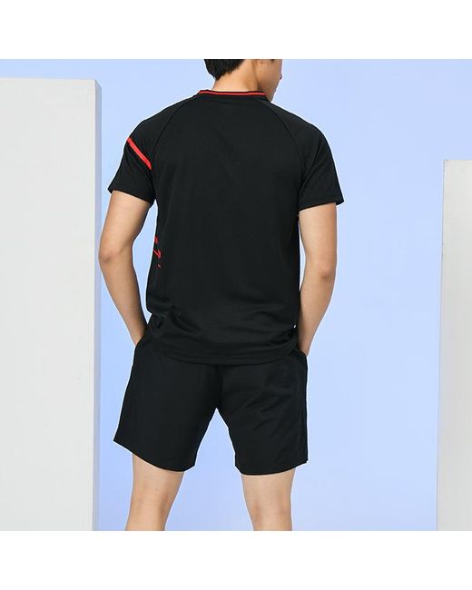 Li-ning Black Badminton Series Breathable Training Sports Short Sleeve Couple Style for men