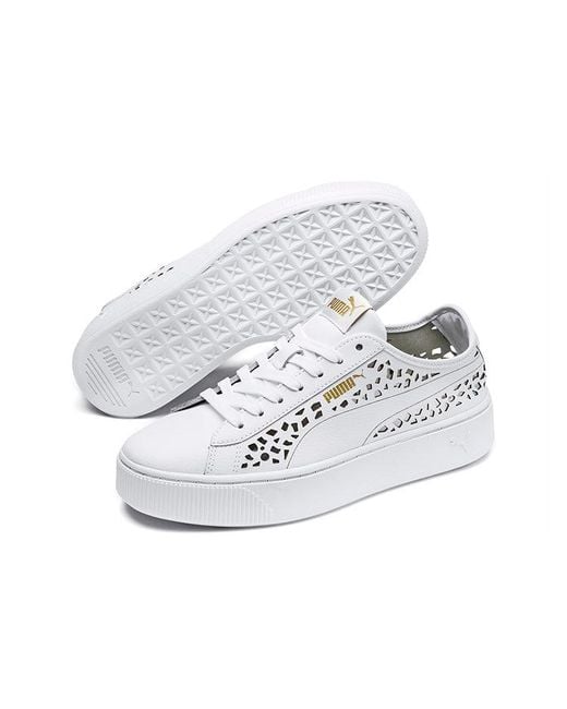 PUMA White (Wmns) Vikky Stacked Laser Cut Softfoam Sneakers