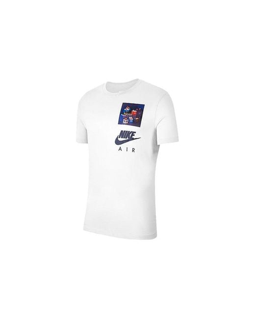 Nike Blue Sportswear Logo Pattern Printing Casual Short Sleeve for men