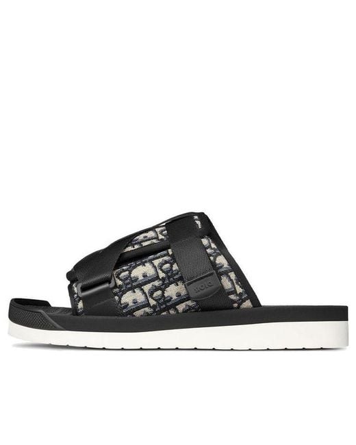 Dior Black Alpha Oblique Slippers for men