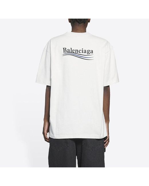 Balenciaga White (Wmns) Political Campaign Large Fit Embroidery Round-Neck