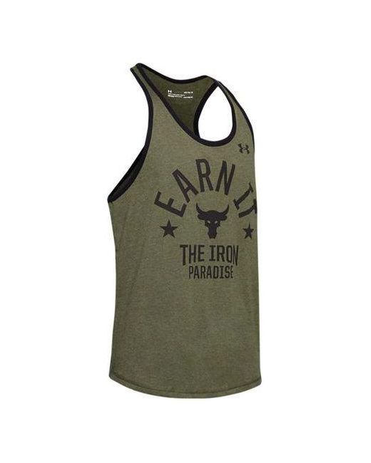 Under Armour Green Project Rock Pain Into Power Tank Top for men