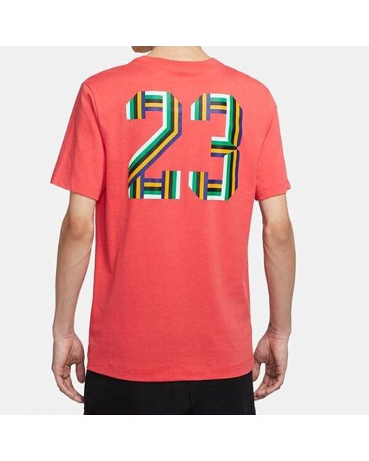 Nike Pink Sport Dna Jumpman Round Neck Short Sleeve Coral T-Shirt for men
