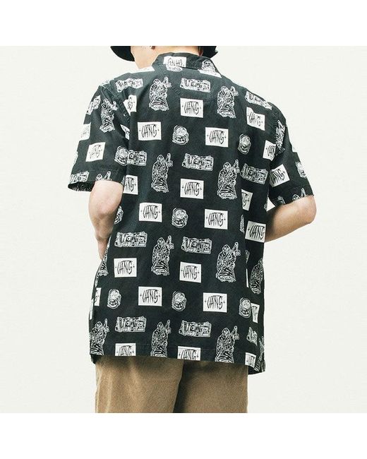 Vans Black X Duyanaizi Series Printing Pattern Casual Sports Short Sleeve Shirt for men