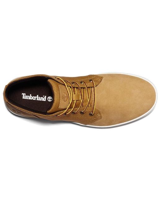 Timberland Brown Davis Square Chukka Leather And Fabric Boots 'Wheat' for men