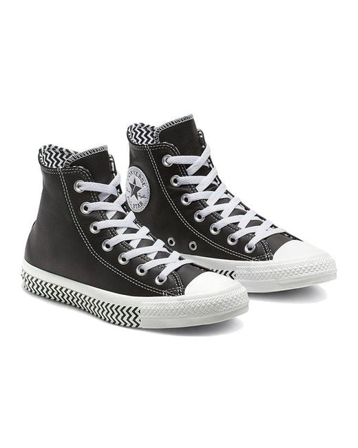 Converse Black (Wmns) Chuck Taylor All Star Mission-V Leather High Top Wave Pattern Sole