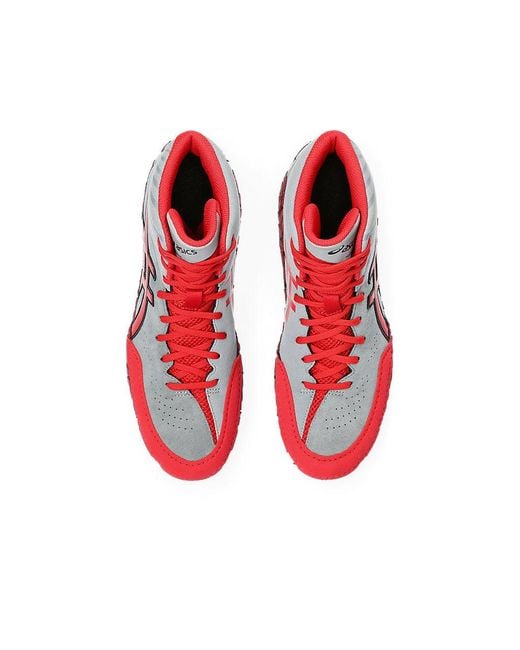 Asics Red AGGRESSOR 5 Wrestling Shoes for men
