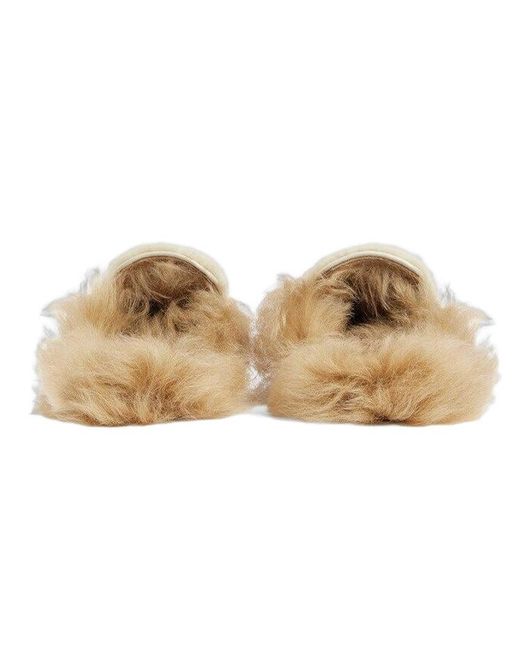 Gucci Natural (Wmns) Horsebit Shearling Slippers
