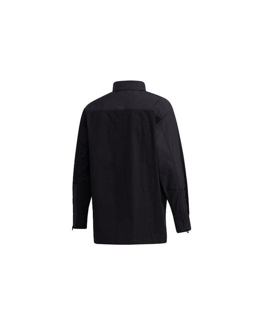 Adidas Blue Originals Solid Color Splicing Casual Long Sleeves Shirt for men