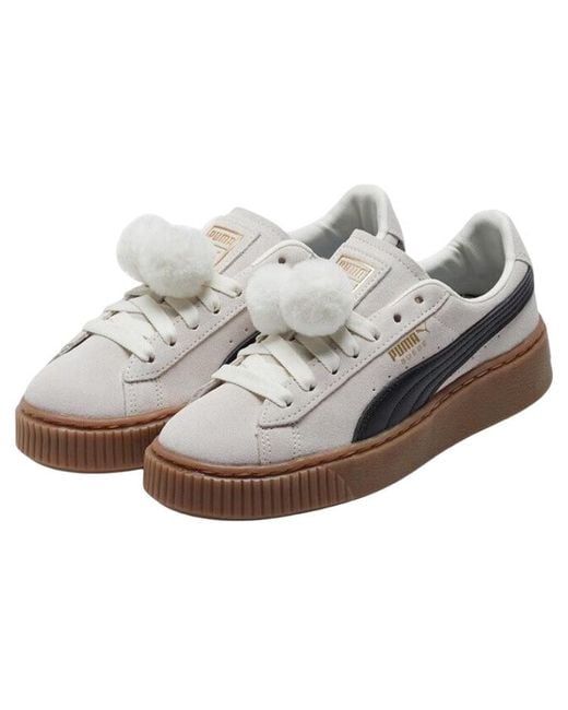 PUMA White Suede Platform