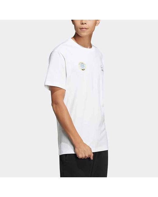 Adidas White Neo M Sw Slogan Tee Solid Color Alphabet Printing Athleisure Casual Sports Short Sleeve Couple Style for men