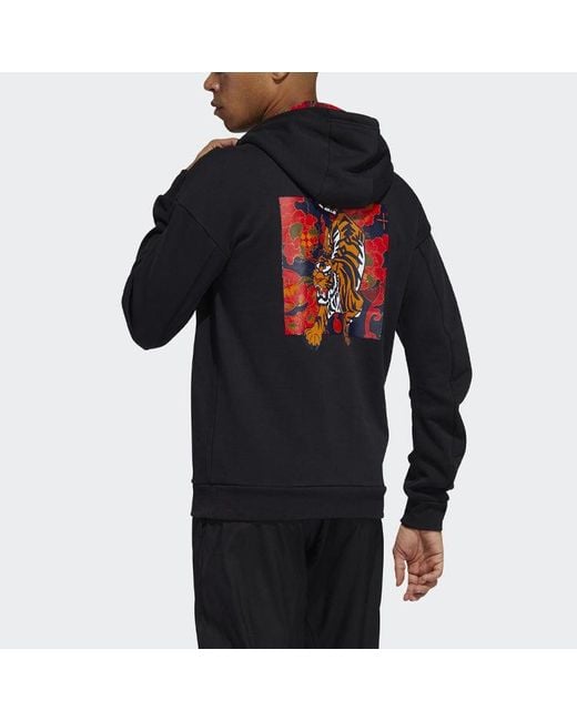 Adidas Black Graphic Hooded Sweatshirt Gg0775 for men