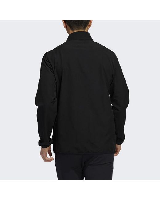Adidas Black Golf Sports Windproof Woven Stand Collar Jacket for men