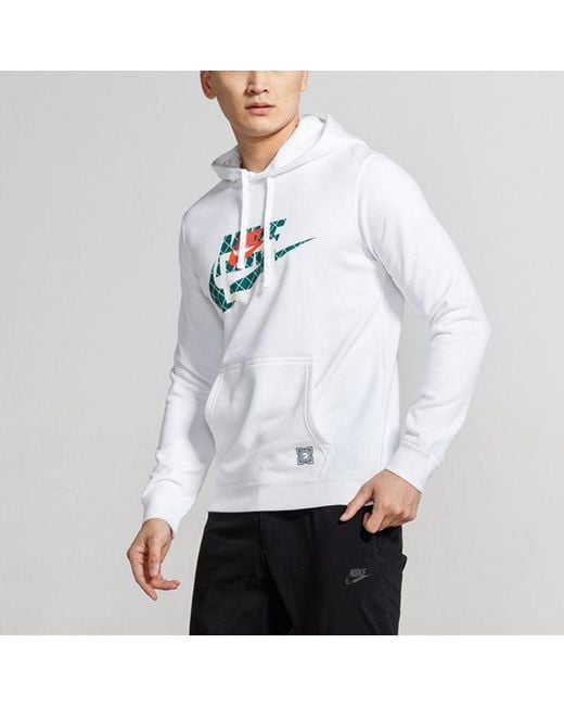 Nike White Cozy Casual Hooded Pullover for men