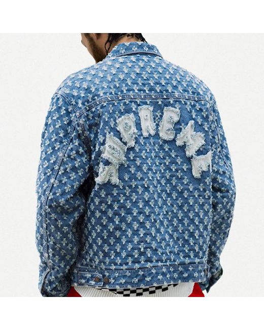 Supreme Blue Hole Punch Denim Trucker Jacket for men