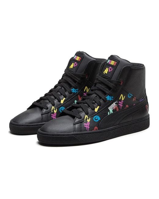 PUMA Black Bt X Basket Casual Skateboarding Shoes for men