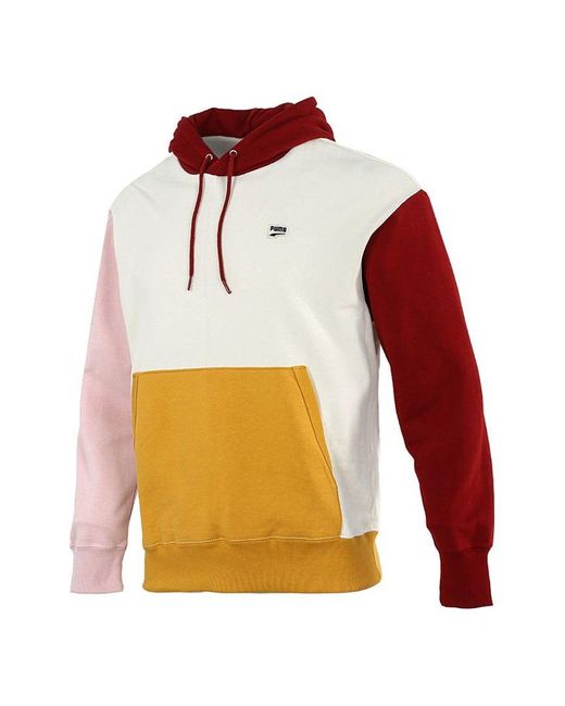 PUMA White Sports Colorblock Hooded Casual Pullover for men