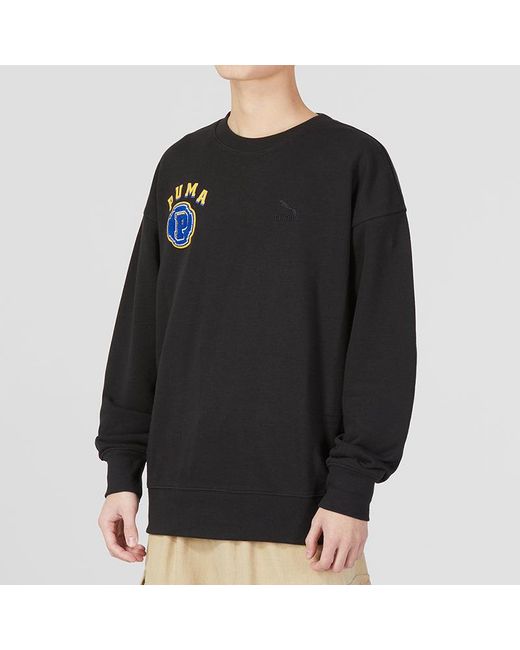 PUMA Black Team Crew Graphic Sweater for men