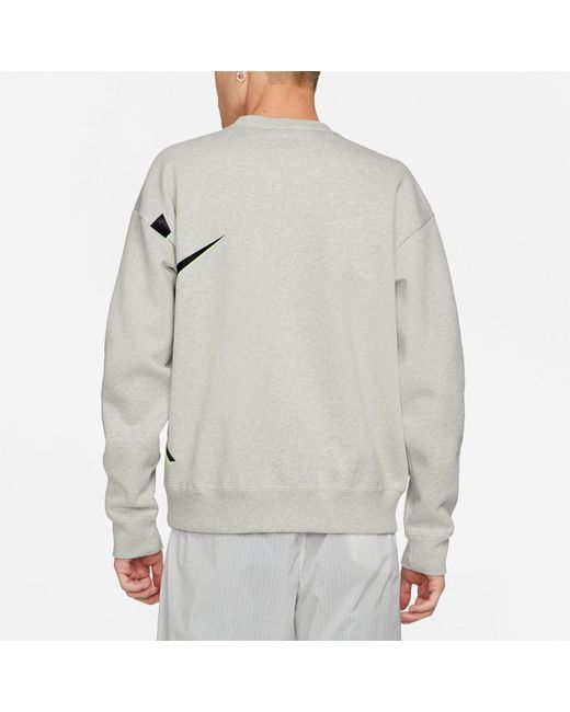 Nike Gray Air X Kim Jones Logo Print Velvet Crew Neck Sweater