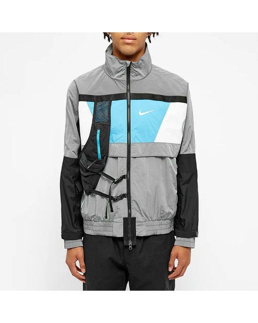 Nike Gray Ispa Series 3M Reflective Zipper Pocket Casual Jacket Windbreaker 'Wolf' for men