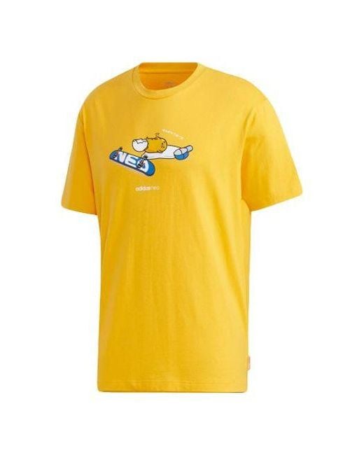 Adidas Yellow Neo Crossover Printing Sports Short Sleeve for men