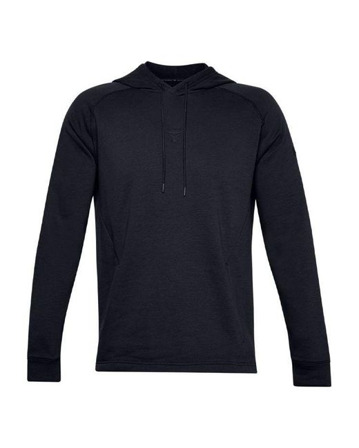 Under Armour Blue Project Rock Charged Cotton Logo Hoodie for men