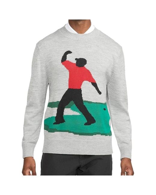 Nike Gray Tiger Woods Knit Golf Crew Sweater for men