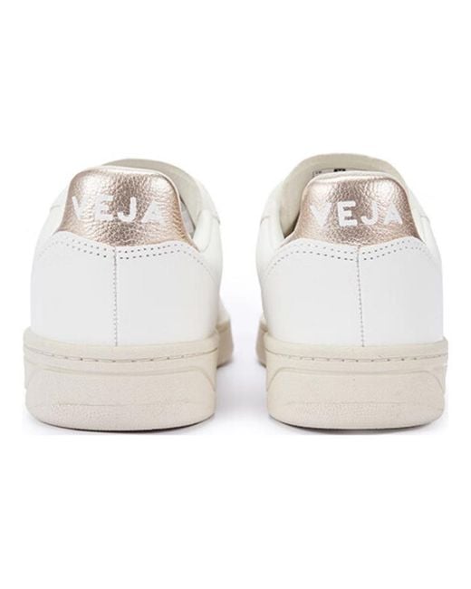 Veja White V-10 Chromfree Low-Top Sneakers