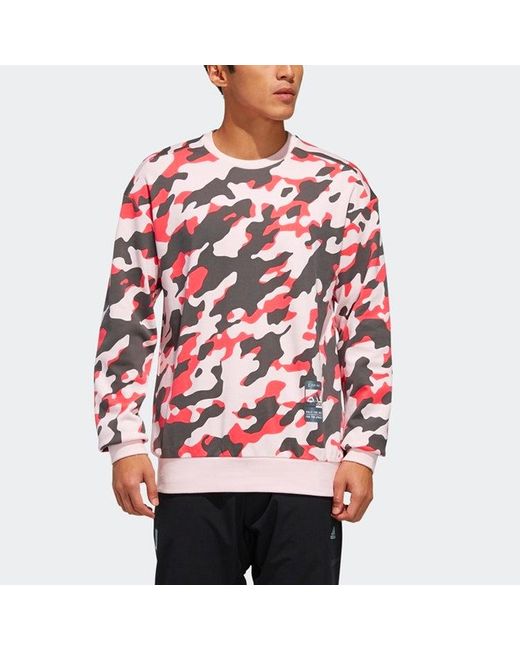Adidas Red U2 Gfx Cs Lng Printing Casual Sports Round Neck Pullover Camouflage for men
