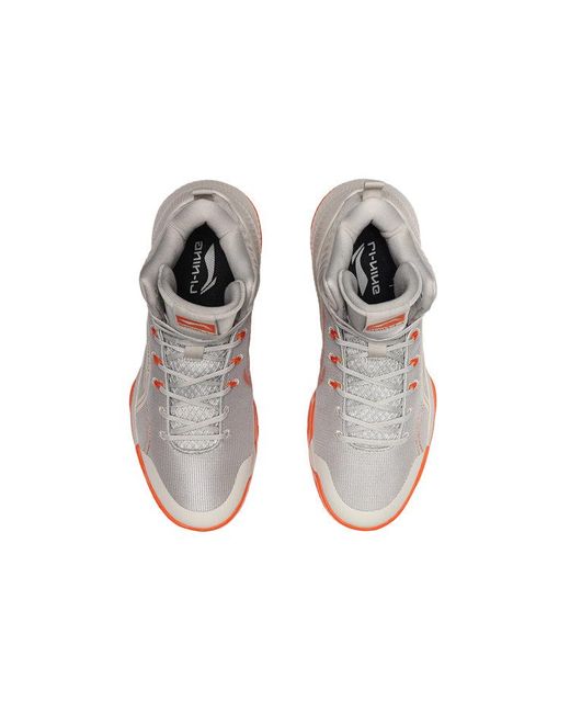 Li-ning White Td Shock Absorption Mid Tops Basketball Shoe for men