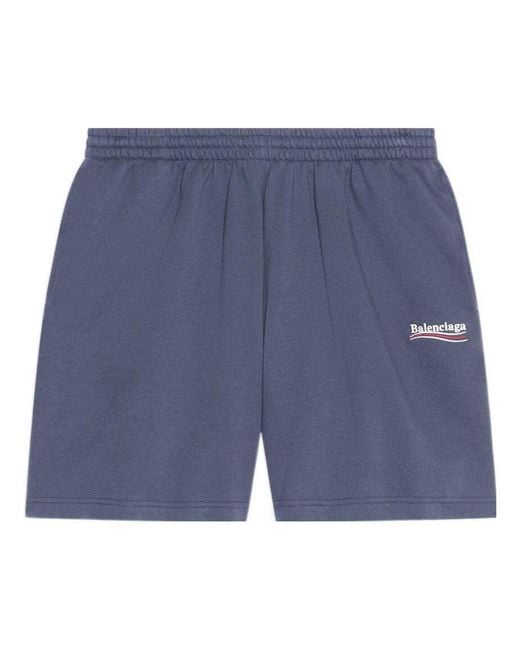 Balenciaga Blue Political Campaign Sweat Shorts 'Dark' for men
