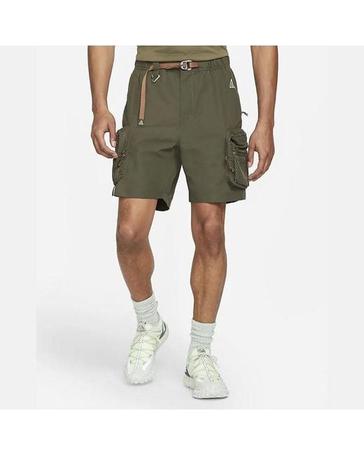 Nike Green Acg Multiple Pockets Outdoor Cargo Loose Casual Straight Shorts for men
