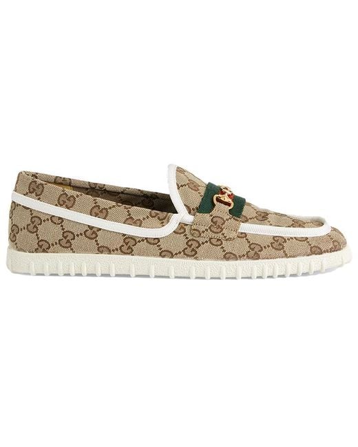 Gucci Metallic Gg Supreme Driving Shoes 'Neutrals' for men