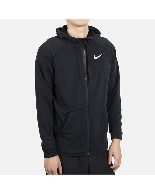 Nike Black Sports Training Casual Knit Hooded Zipper Jacket for men
