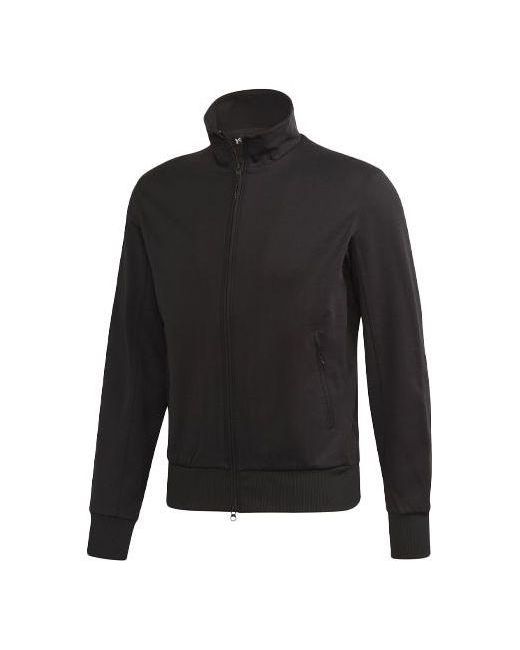 Adidas Black Y-3 Printing Logo Stand Collar Zipper Long Sleeves Jacket for men