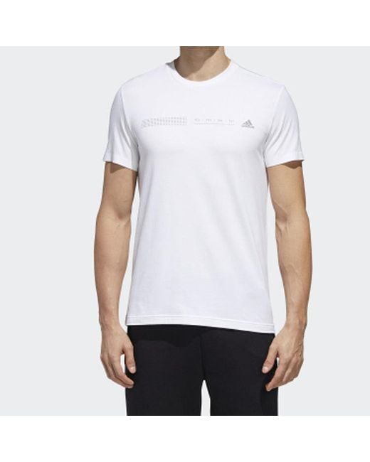 Adidas White Minimalistic Logo Solid Color Short Sleeve for men