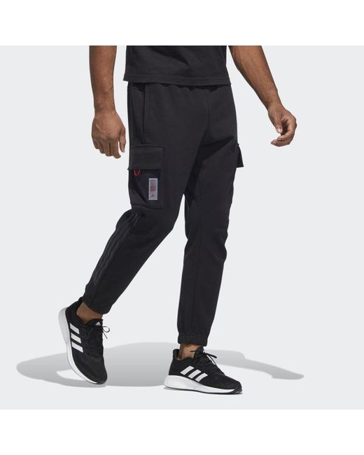 Adidas Black Cny Top Knpnt Side Pocket Cargo Lacing Casual Joggers/Pants/Trousers for men