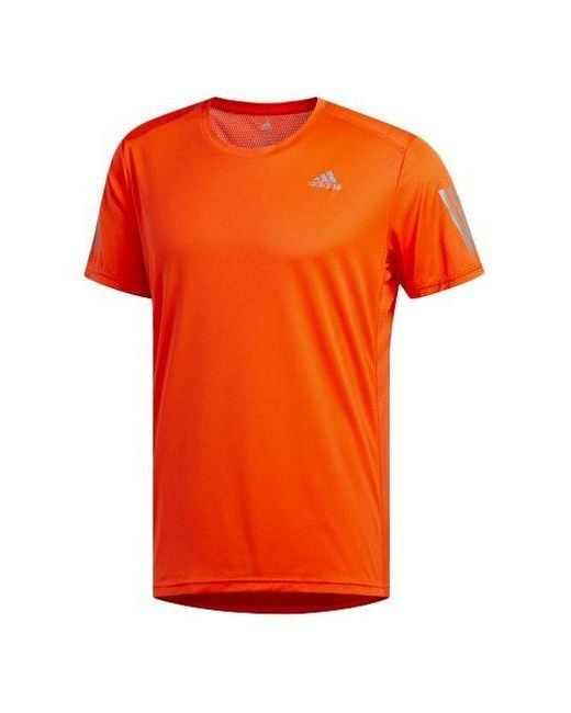 Adidas Orange Own The Run T Sports Training Round Neck Short Sleeve for men