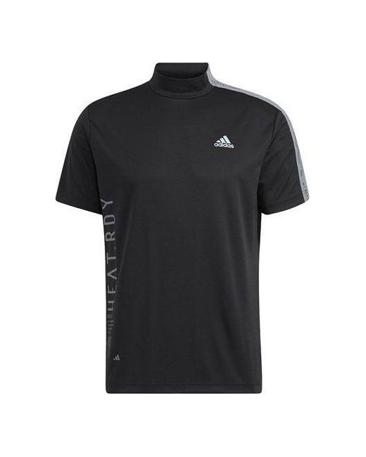 Adidas Black Colorblock Golf Sports Half Turtleneck Short Sleeve T-Shirt for men