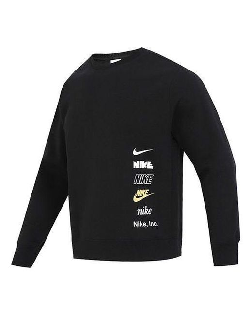 Nike Black Club Fleece+ Brushed-back Crew for men