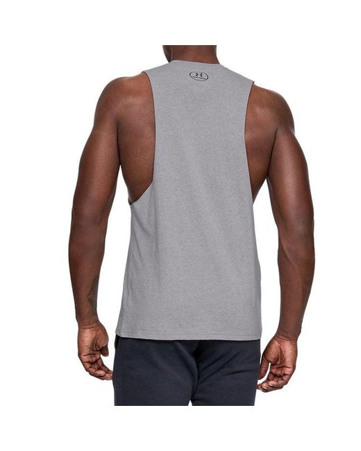 Under Armour Gray Sportstyle Left Chest Cut-Off Tank Top for men