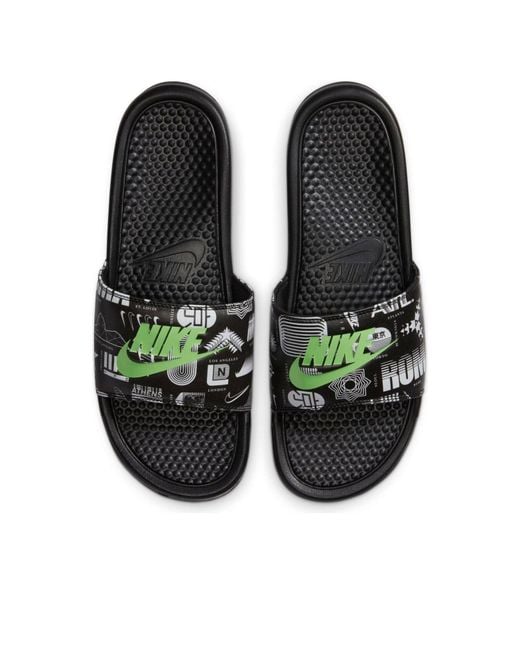 Nike Black Benassi Jdi Print Slide 'Run To Tokyo' for men